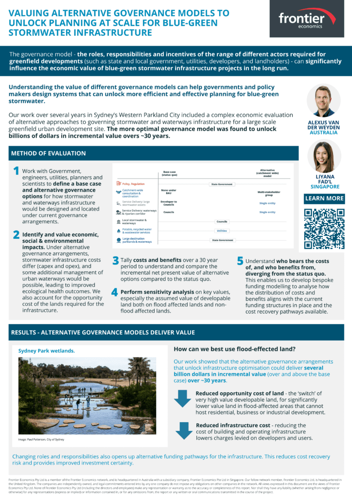 Poster on Valuing alternative governance models to unlock planning at scale for blue-green stormwater infrastructure